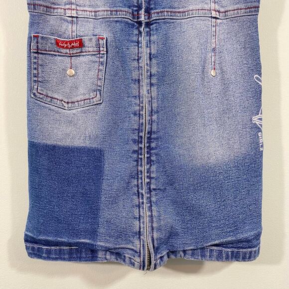 Y2K 90's Vtg Baby Phat Girls Denim Full Zip Short Sleeve Dress Size 6A - Picture 4 of 8
